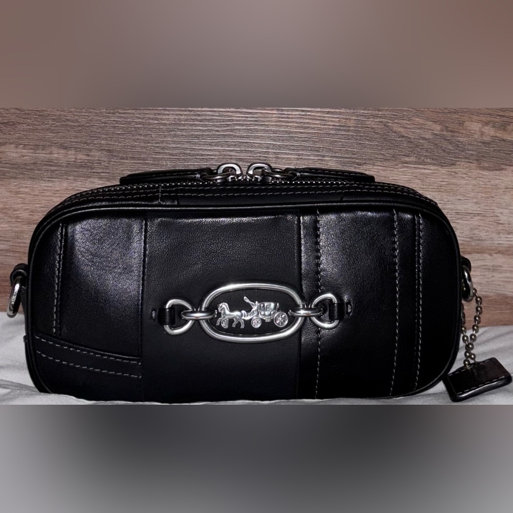 Coach Restored Harley Patchwork Black Shoulder Bag Care card EC MSRP 610 - Picture 8 of 15